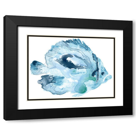 Blue Ocean Fish I Black Modern Wood Framed Art Print with Double Matting by Vess, June Erica