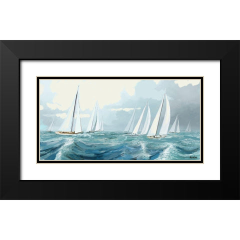 Sailing Ships I Black Modern Wood Framed Art Print with Double Matting by Novak, Rick