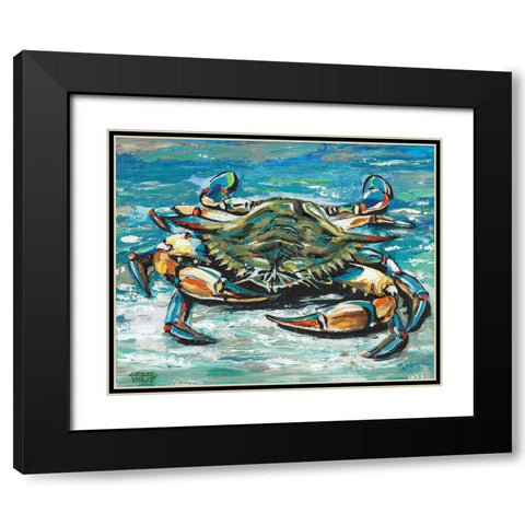 Blue Palette Crab I Black Modern Wood Framed Art Print with Double Matting by Vitaletti, Carolee