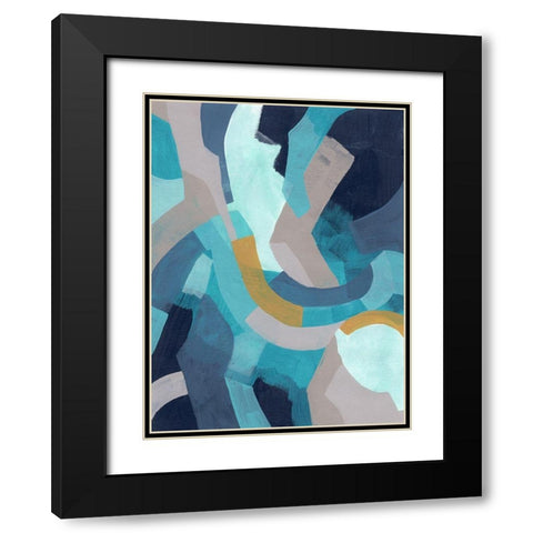 Puzzle Blues I Black Modern Wood Framed Art Print with Double Matting by Vess, June Erica