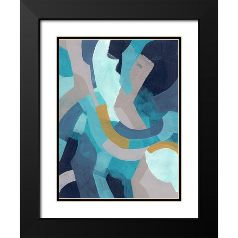 Puzzle Blues I Black Modern Wood Framed Art Print with Double Matting by Vess, June Erica