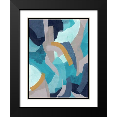 Puzzle Blues II Black Modern Wood Framed Art Print with Double Matting by Vess, June Erica