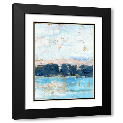 Indigo Treeline II Black Modern Wood Framed Art Print with Double Matting by Harper, Ethan