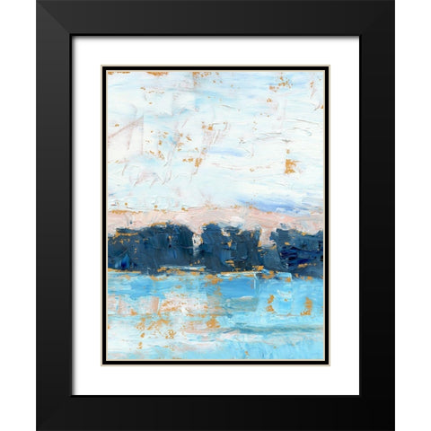 Indigo Treeline II Black Modern Wood Framed Art Print with Double Matting by Harper, Ethan