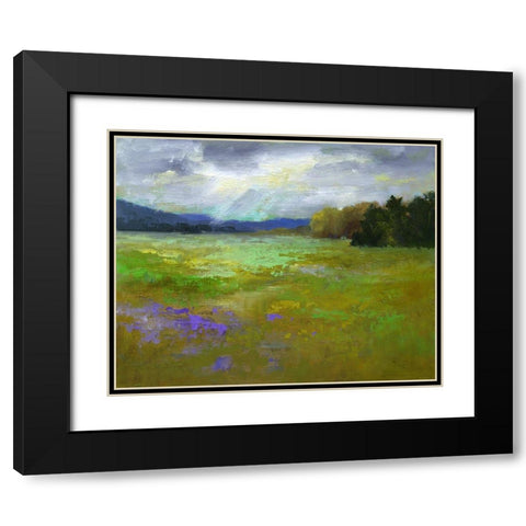 Springtime Black Modern Wood Framed Art Print with Double Matting by Finch, Sheila