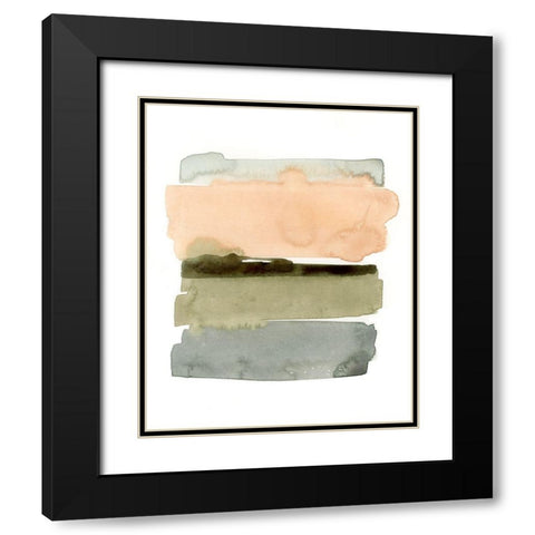 Peachy Horizon I Black Modern Wood Framed Art Print with Double Matting by Barnes, Victoria