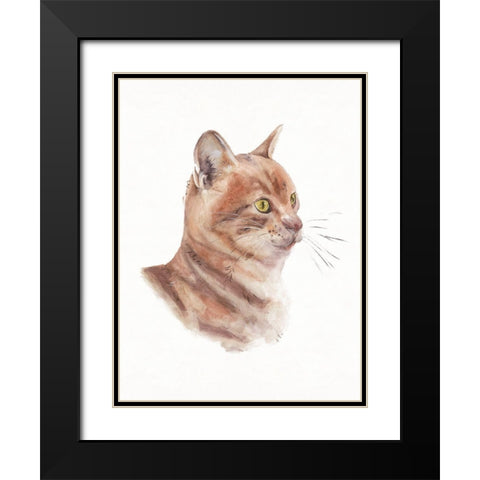 Orange Cat I Black Modern Wood Framed Art Print with Double Matting by Wang, Melissa