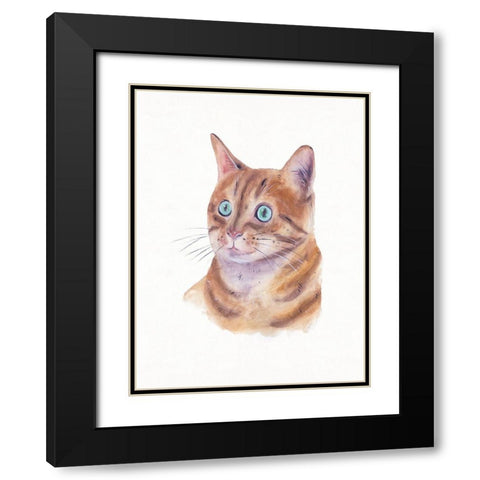 Orange Cat II Black Modern Wood Framed Art Print with Double Matting by Wang, Melissa