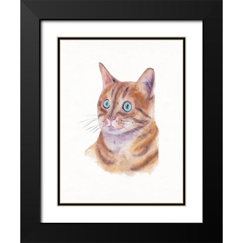 Orange Cat II Black Modern Wood Framed Art Print with Double Matting by Wang, Melissa