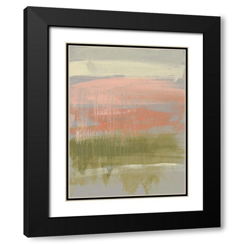 Coral and Olive Striations I Black Modern Wood Framed Art Print with Double Matting by Goldberger, Jennifer