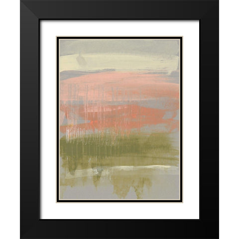 Coral and Olive Striations I Black Modern Wood Framed Art Print with Double Matting by Goldberger, Jennifer