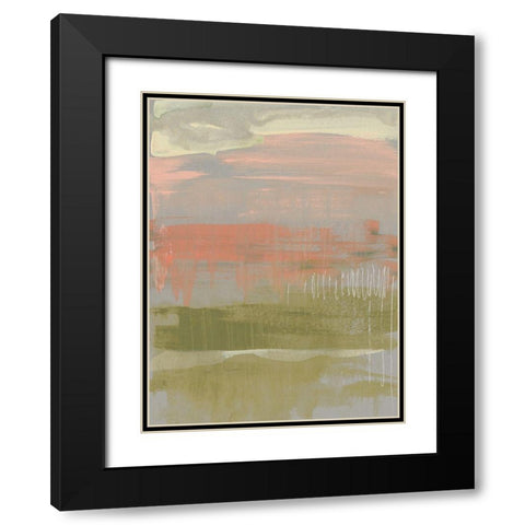 Coral and Olive Striations II Black Modern Wood Framed Art Print with Double Matting by Goldberger, Jennifer