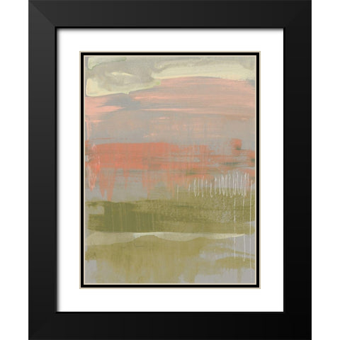 Coral and Olive Striations II Black Modern Wood Framed Art Print with Double Matting by Goldberger, Jennifer