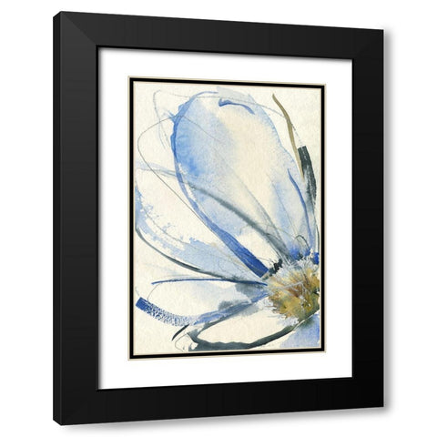 Cobalt and Paynes Petals I Black Modern Wood Framed Art Print with Double Matting by Goldberger, Jennifer