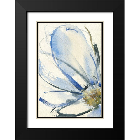 Cobalt and Paynes Petals I Black Modern Wood Framed Art Print with Double Matting by Goldberger, Jennifer