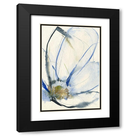 Cobalt and Paynes Petals II Black Modern Wood Framed Art Print with Double Matting by Goldberger, Jennifer