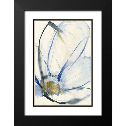 Cobalt and Paynes Petals II Black Modern Wood Framed Art Print with Double Matting by Goldberger, Jennifer