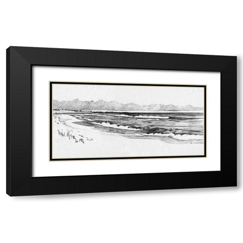 Quiet Ocean Sketch I Black Modern Wood Framed Art Print with Double Matting by Caroline, Emma