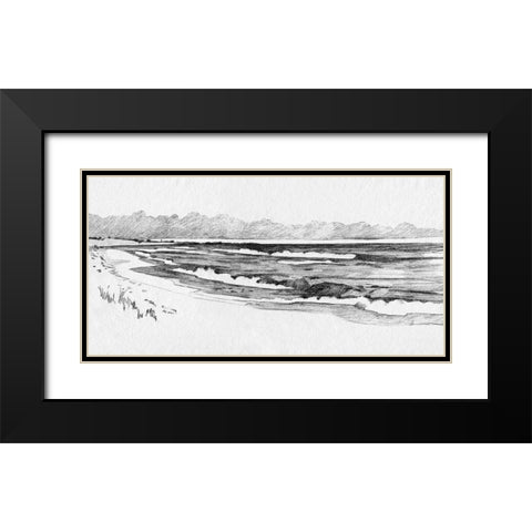 Quiet Ocean Sketch I Black Modern Wood Framed Art Print with Double Matting by Caroline, Emma