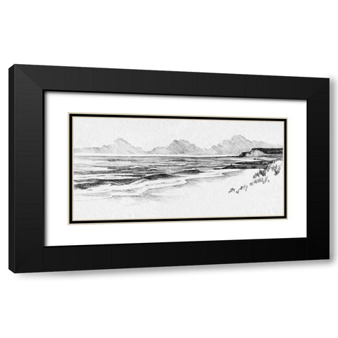 Quiet Ocean Sketch II Black Modern Wood Framed Art Print with Double Matting by Caroline, Emma