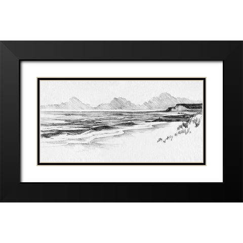 Quiet Ocean Sketch II Black Modern Wood Framed Art Print with Double Matting by Caroline, Emma