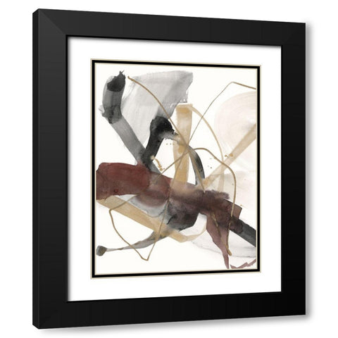 Burgundy Interjection I Black Modern Wood Framed Art Print with Double Matting by Goldberger, Jennifer