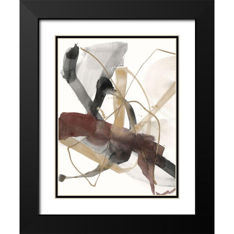 Burgundy Interjection I Black Modern Wood Framed Art Print with Double Matting by Goldberger, Jennifer