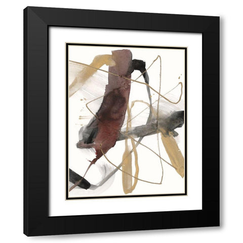 Burgundy Interjection II Black Modern Wood Framed Art Print with Double Matting by Goldberger, Jennifer