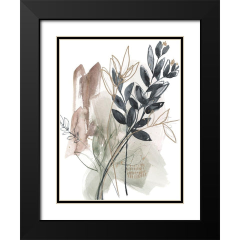 Bundled Leaves I Black Modern Wood Framed Art Print with Double Matting by Goldberger, Jennifer