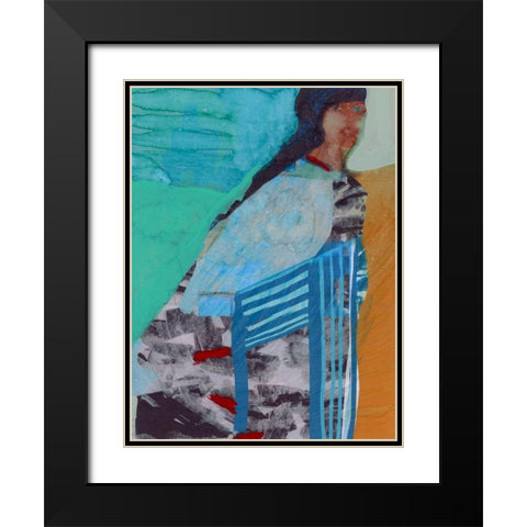 Walking Woman I Black Modern Wood Framed Art Print with Double Matting by Cartissi