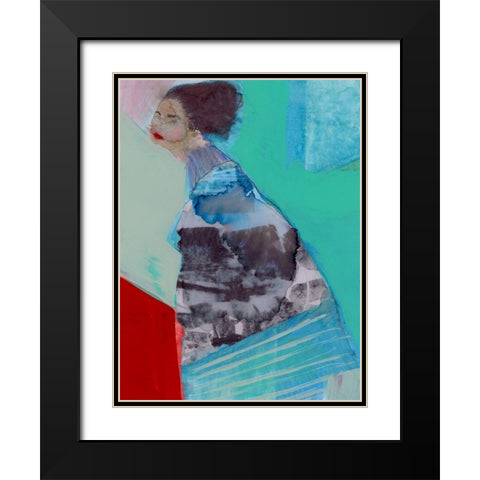 Walking Woman III Black Modern Wood Framed Art Print with Double Matting by Cartissi