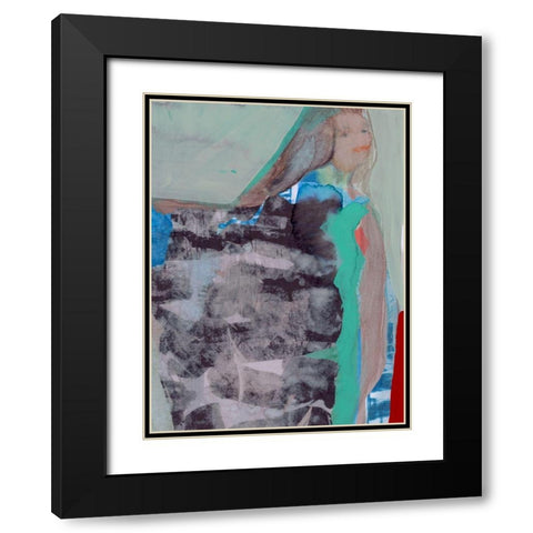 Walking Woman IV Black Modern Wood Framed Art Print with Double Matting by Cartissi
