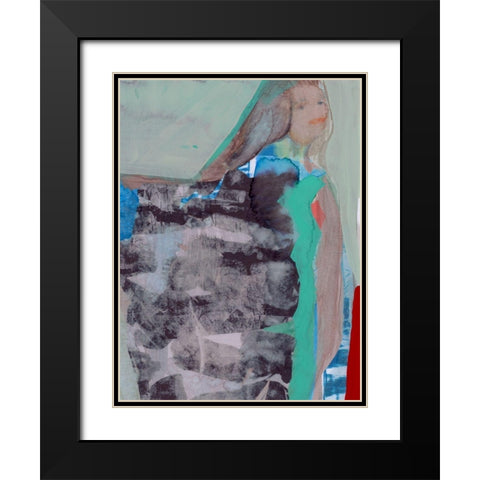 Walking Woman IV Black Modern Wood Framed Art Print with Double Matting by Cartissi