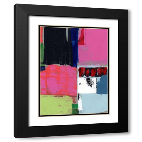 Pink Blocks I Black Modern Wood Framed Art Print with Double Matting by Cartissi