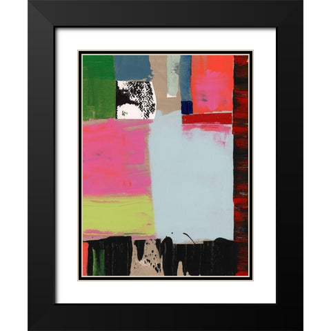 Pink Blocks III Black Modern Wood Framed Art Print with Double Matting by Cartissi