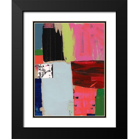 Pink Blocks IV Black Modern Wood Framed Art Print with Double Matting by Cartissi