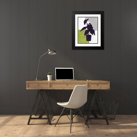 Green Plantling I Black Modern Wood Framed Art Print with Double Matting by Wang, Melissa