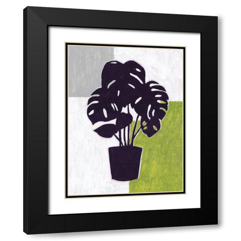 Green Plantling II Black Modern Wood Framed Art Print with Double Matting by Wang, Melissa