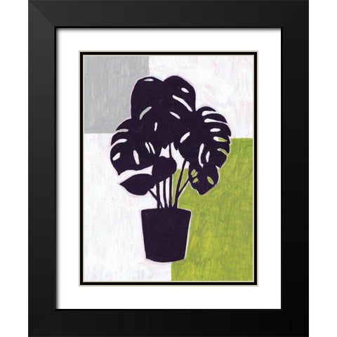 Green Plantling II Black Modern Wood Framed Art Print with Double Matting by Wang, Melissa