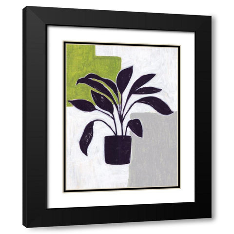 Green Plantling III Black Modern Wood Framed Art Print with Double Matting by Wang, Melissa