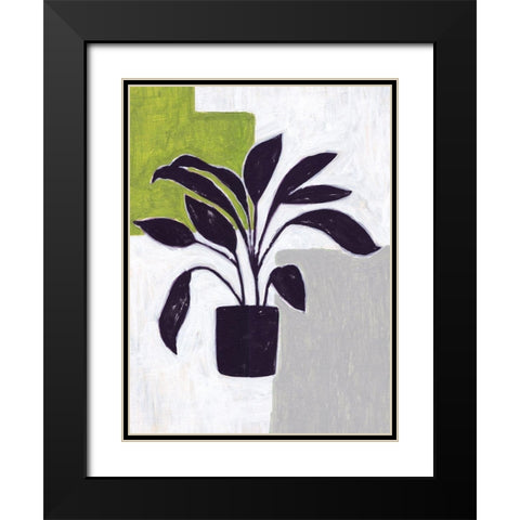 Green Plantling III Black Modern Wood Framed Art Print with Double Matting by Wang, Melissa