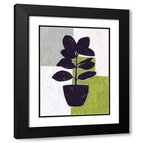 Green Plantling IV Black Modern Wood Framed Art Print with Double Matting by Wang, Melissa