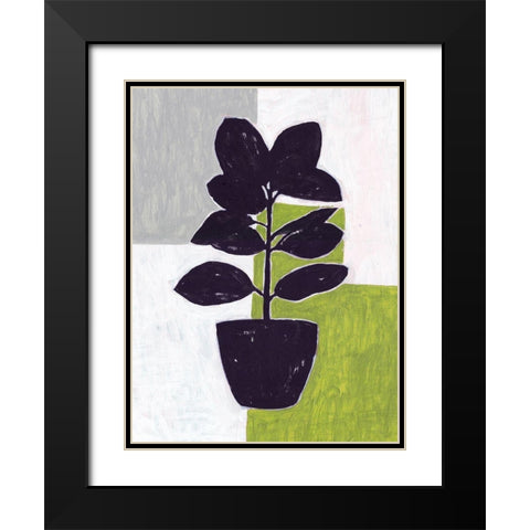 Green Plantling IV Black Modern Wood Framed Art Print with Double Matting by Wang, Melissa