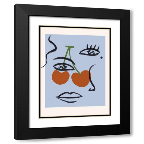 Cherry Baby I Black Modern Wood Framed Art Print with Double Matting by Wang, Melissa