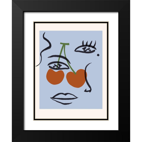 Cherry Baby I Black Modern Wood Framed Art Print with Double Matting by Wang, Melissa