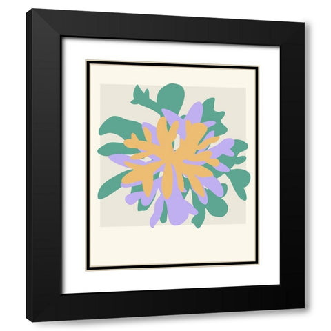 Coral Bloom II Black Modern Wood Framed Art Print with Double Matting by Wang, Melissa