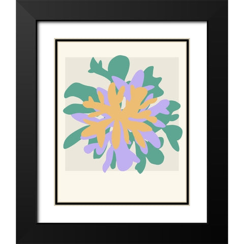 Coral Bloom II Black Modern Wood Framed Art Print with Double Matting by Wang, Melissa