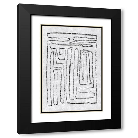 Black and White Runes I Black Modern Wood Framed Art Print with Double Matting by Goldberger, Jennifer