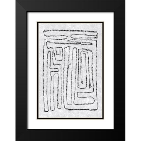 Black and White Runes I Black Modern Wood Framed Art Print with Double Matting by Goldberger, Jennifer