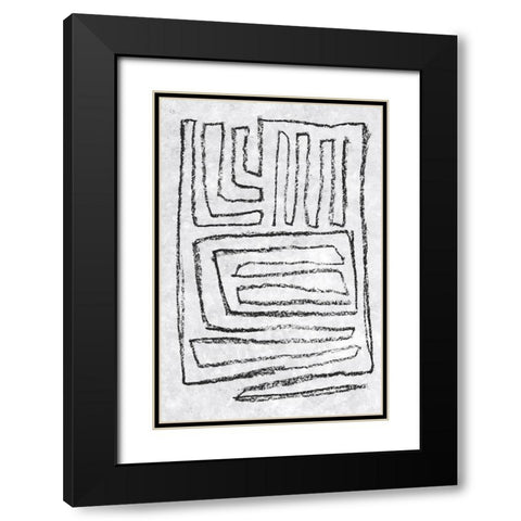 Black and White Runes II Black Modern Wood Framed Art Print with Double Matting by Goldberger, Jennifer